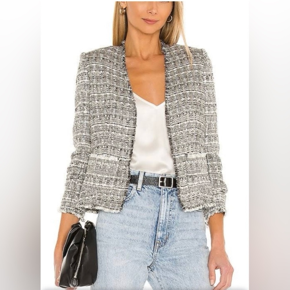 L’Agence Adette Tweed Crop Blazer - Size 2 | Parisian Chic Tailored